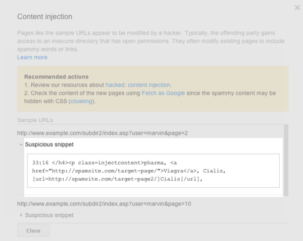 Esempio di content injection