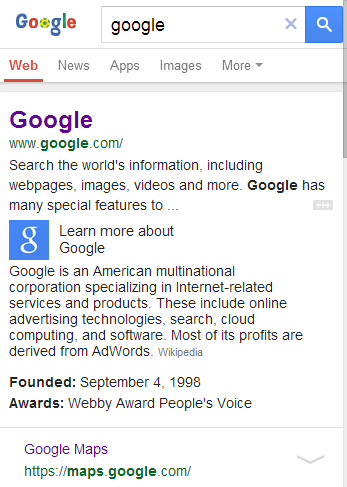 Info Card di Google