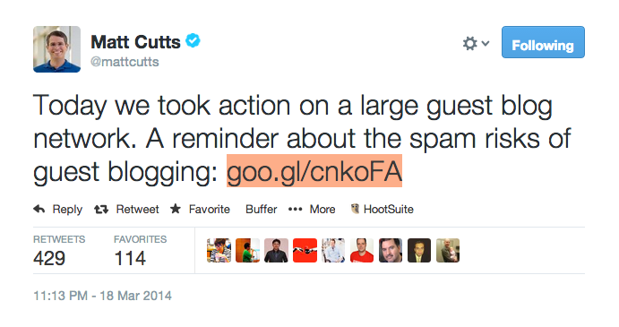 Matt Cutts on large guest blog network