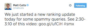 Tweet di Matt Cutts