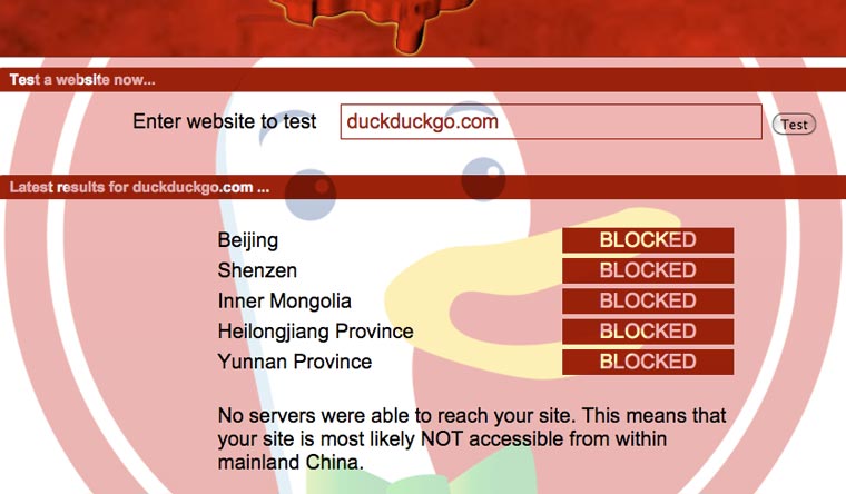 DuckDuckGo bloccato in Cina