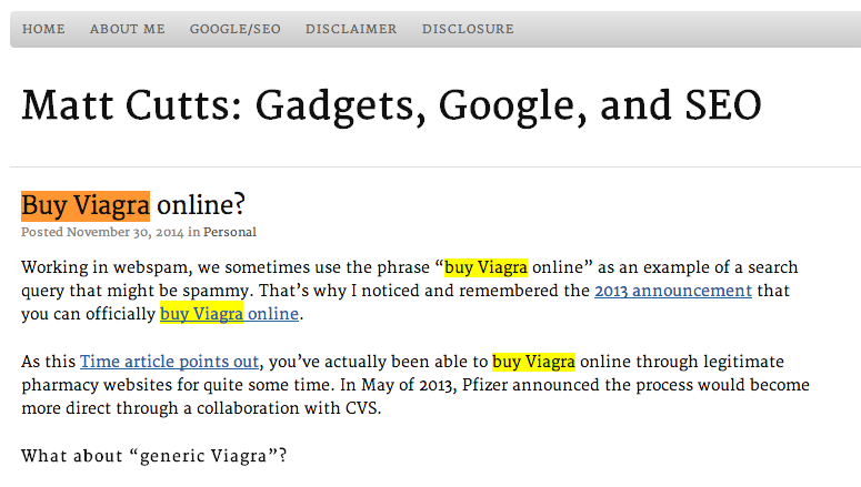 Matt Cutt e il viagra on-line