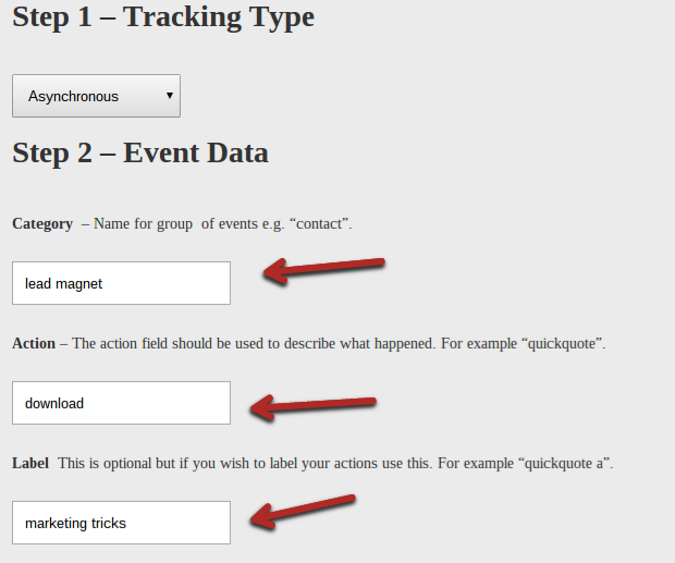 Generatore visuale di tracking code